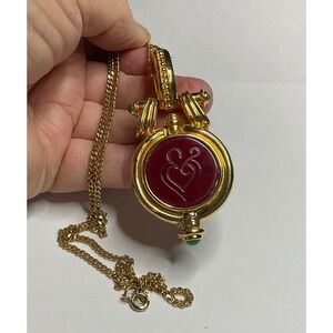 Vintage TOVA BEVERLY HILLS PERFUMED POWDER REVERSIBLE PENDANT w/18" Chain